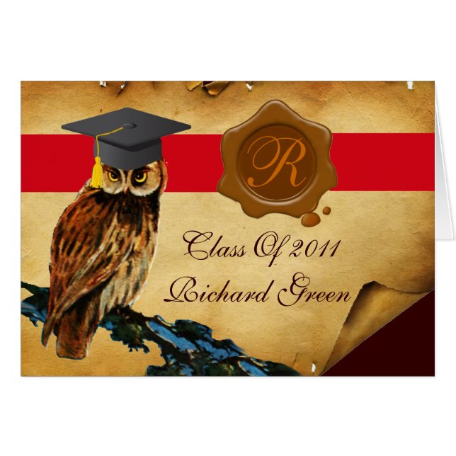 ABSCHLUSS OWL PARCHMENT BROWN WAX SIEGEL MONOGRAM (Vorderseite (Horizontal))