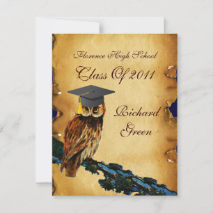 ABSCHLUSS OWL PARCHMENT WAX SIEGEL MONOGRAM EINLADUNG