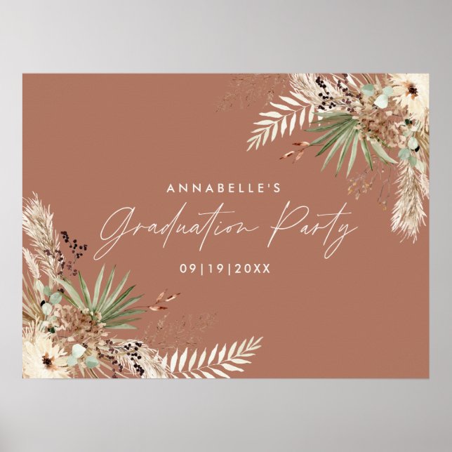 Abschluss pampas botanische Terrakotta chisch Poster (Vorne)