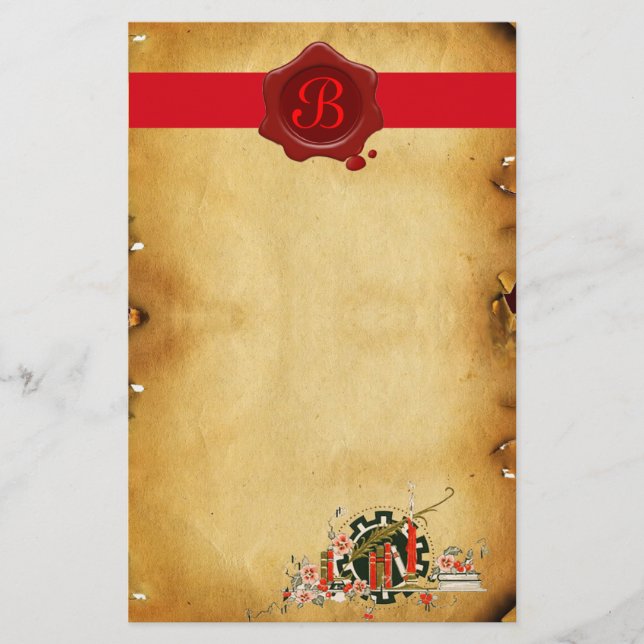 ABSCHLUSS PARCHMENT RED WAX SIEGEL MONOGRAM BRIEFPAPIER (Vorderseite)