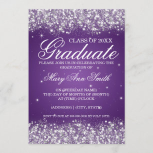 Abschluss-Party-funkelnder Glitzer lila Einladung
