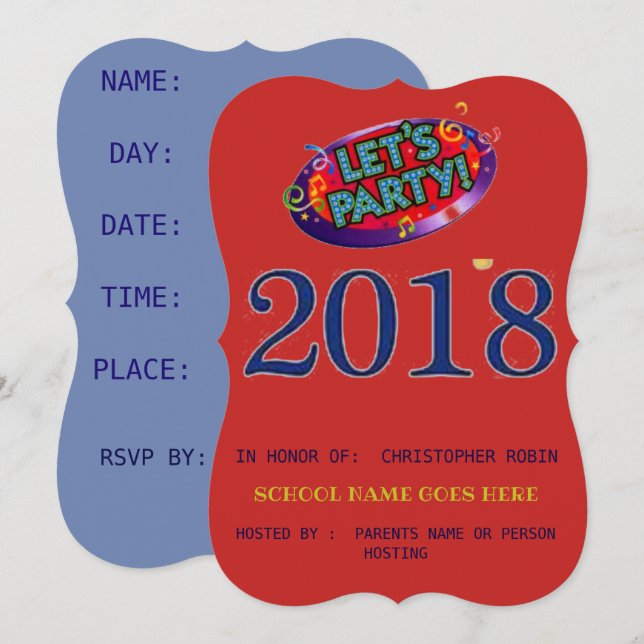 ABSCHLUSS-PARTY LADEN EIN EINLADUNG (Vorne/Hinten)