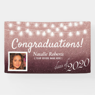 Abschluss-Party modernes Burgunder u. Rosen-Gold Banner