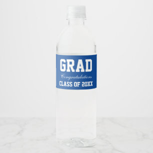 Abschluss-Party-Wasser-Flasche beschriftet Blau Wasserflaschenetikett