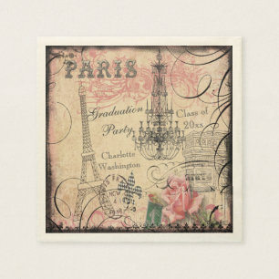 Abschluss-Partychic-Eiffel-Turm u. Leuchter Serviette