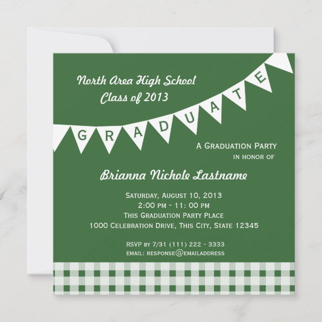 Abschluss Pennant Flag Ändern Farbe Einladung (Vorderseite)