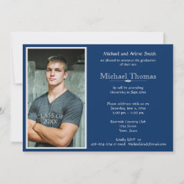 Abschluss Personal Foto Navy Blue & White Einladung