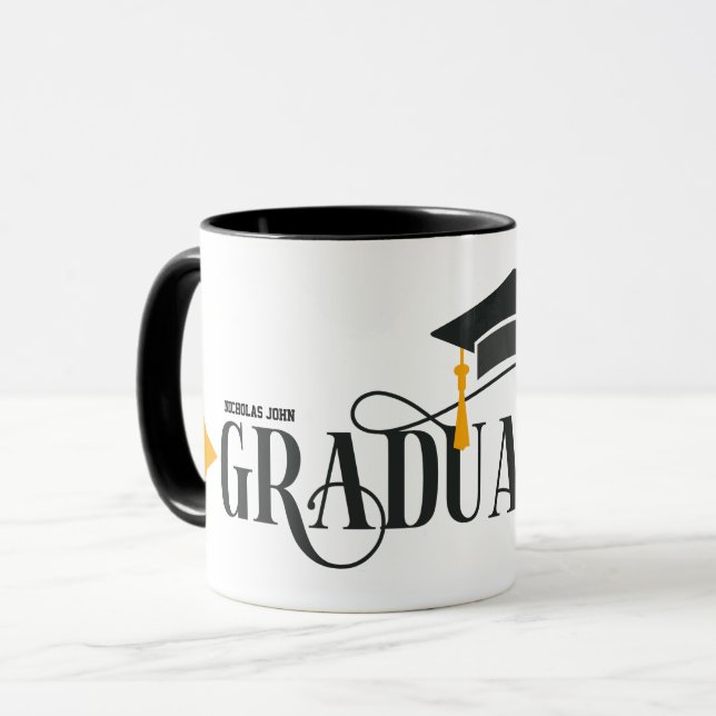 Abschluss personalisieren Name Tasse (Vorderseite Links)