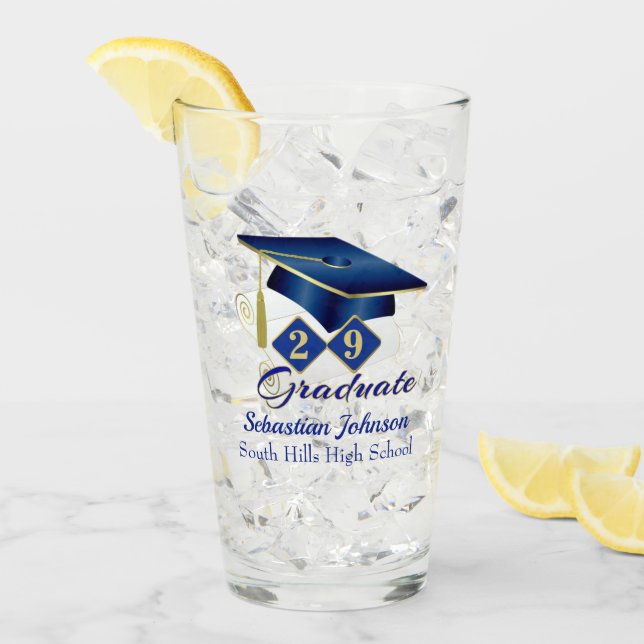 Abschluss Personalisiert Blue & Gold 20XX Glas (Vorderseite Ice)