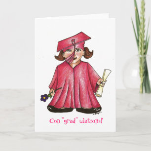 Abschluss Pink Cap Gown Diploma Graduate Karte