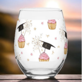 Abschluss Pink Cupcake Graduation Cap Sparkler Weinglas Ohne Stiel