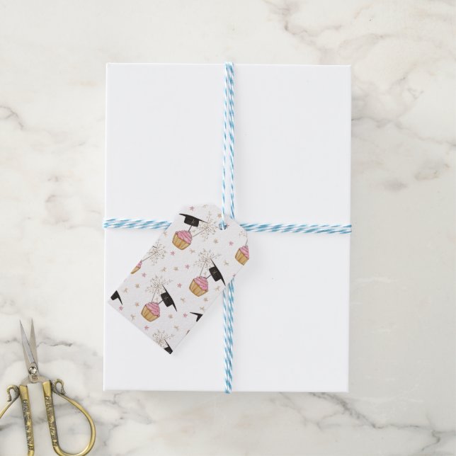 Abschluss Pink Cupcake Sparkler Gefallen oder Geschenkanhänger