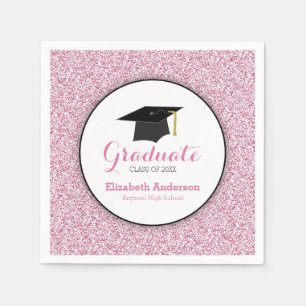 Abschluss Pink Imitats Glitzer Serviette