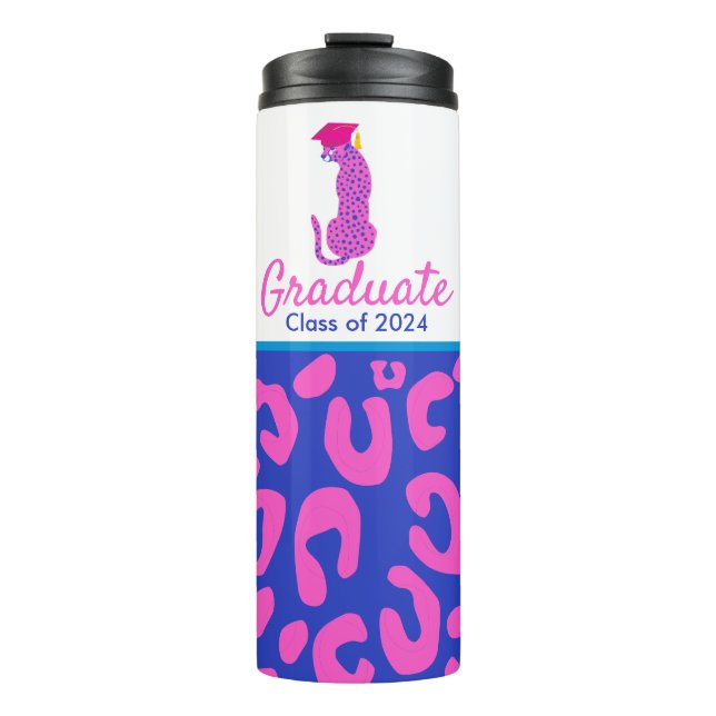 Abschluss Pink Leopard mit Kappe Thermosbecher (Vorderseite)