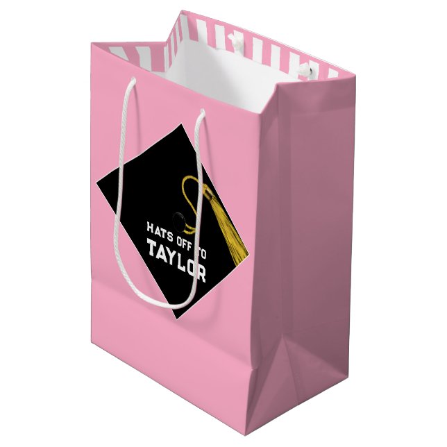 Abschluss Pink Mittlere Geschenktasche Mittlere Geschenktüte (Vorderseite Schrägansicht)