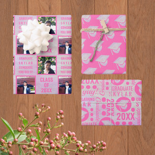 Abschluss Pink Opal Trendy Sortiment Foto Geschenkpapier Set