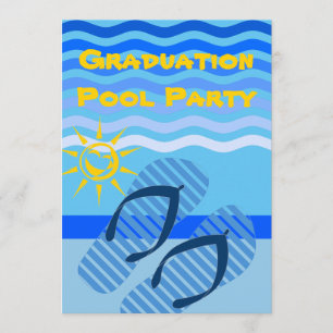 Abschluss Pool Party Summer Blue Flip Flops Einladung