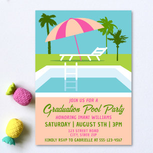 Abschluss Pool Party Tropisches Schwimmbad Einladung