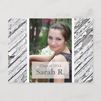 Abschluss Postkarteneinladung - Holztextur Ankündigungspostkarte