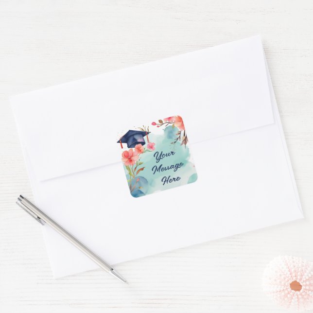 Abschluss Quadratischer Aufkleber (Umschlag)