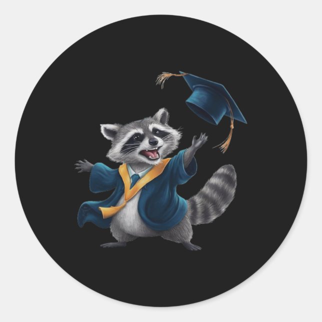 Abschluss Raccoon Runder Aufkleber (Vorderseite)