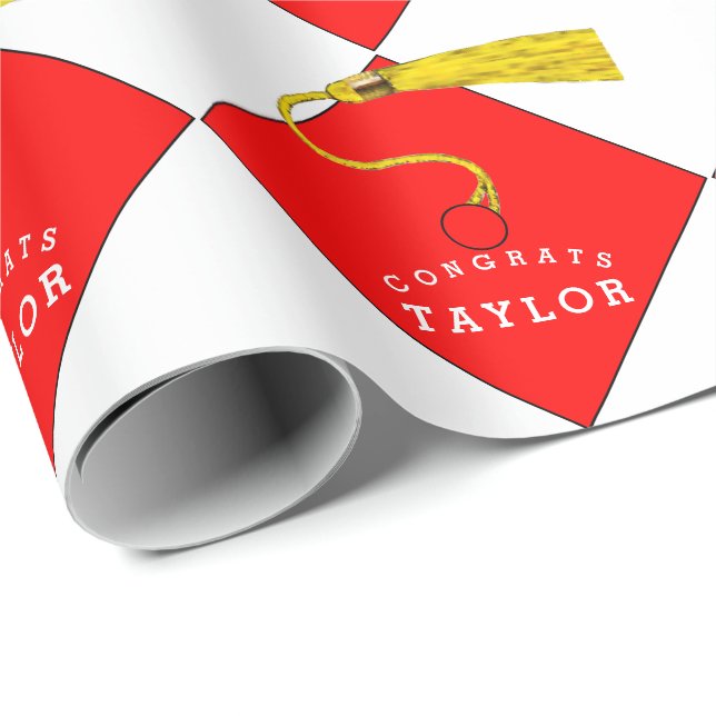 Abschluss Red Gift Wrapping Paper Geschenkpapier (Rolleneckpunkt)