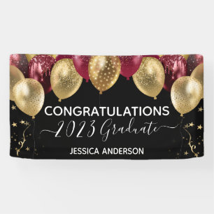 Abschluss Red Gold Balloons Banner