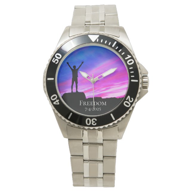 *~* Abschluss-Rente-Freiheit für Männer Armbanduhr (Vorderseite)