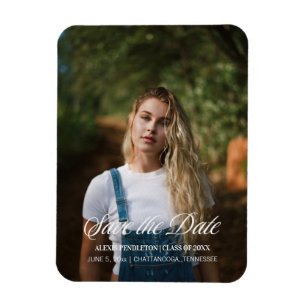 Abschluss Rett Date Elegantes Script Foto Girl Magnet