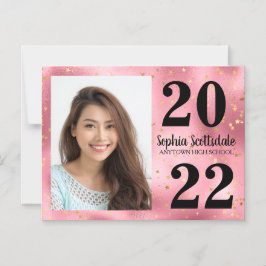 Abschluss Rett Date Foto Rosa Goldstars Girls Magneteinladung