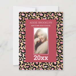 Abschluss Rett Datum Foto Rosa Schwarze Geparde Magneteinladung