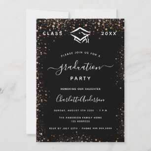 Abschluss, Rose, Glitzern Einladung