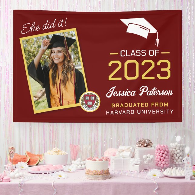 Abschluss Rotes Gelbes Foto Party Banner (Party)