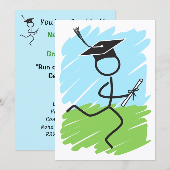 Abschluss Runner © Party Cross Country Track Einladung (Vorne/Hinten)