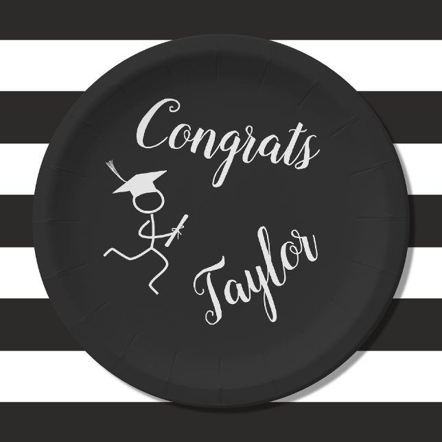 Abschluss Runner © Running Grad Schwarz-weiß Plate Pappteller (Depiction of Front of Paper Plate)