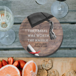 Abschluss Rustic Barnwood Personalisiert Pappteller