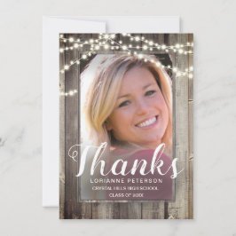 Abschluss Rustic Shiplap Modernes Script Foto Dankeskarte