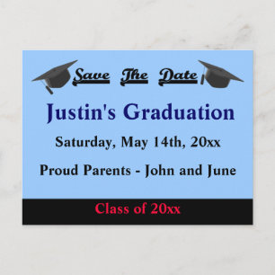 Abschluss Save the Date Card Modern Blue Ankündigungspostkarte