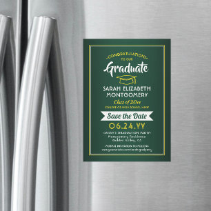 Abschluss Save the Date elegant Gelb Magneteinladung