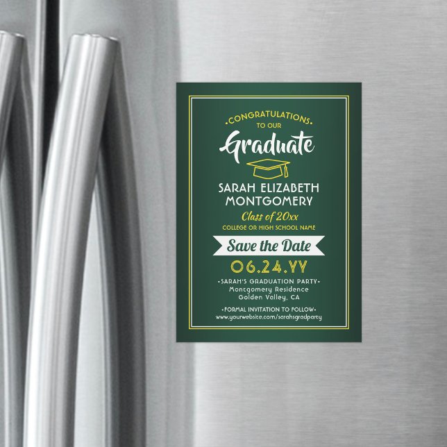 Abschluss Save the Date elegant Gelb Magneteinladung (Von Creator hochgeladen)