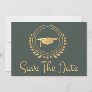 Abschluss Save the Date Gold Emblem Grad Cap