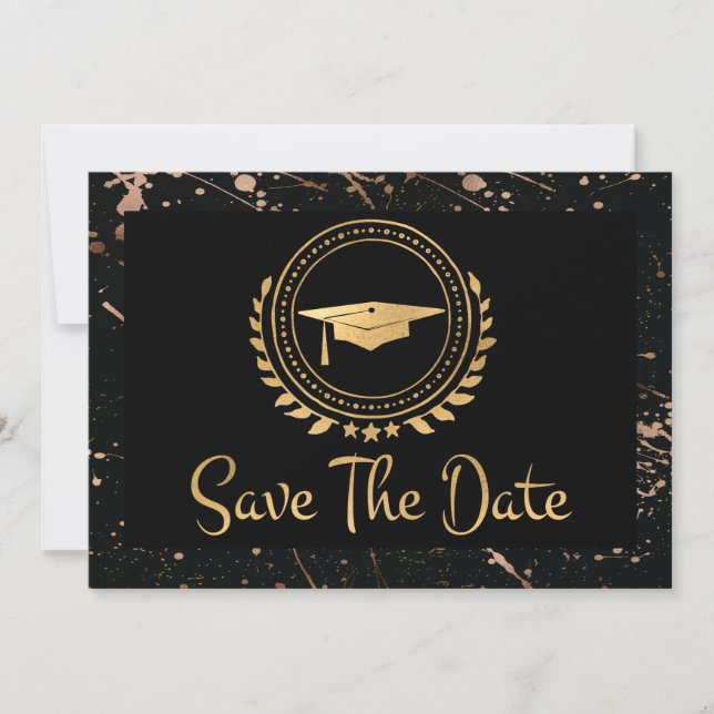 Abschluss Save the Date Gold Grad Cap (Vorderseite)