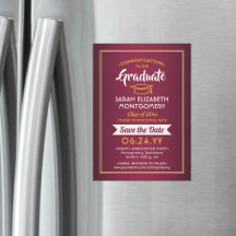 Abschluss Save the Date Maroon Red & Gold Yellow