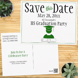 Abschluss Save the Date Minimalistisch-Grün Postkarte