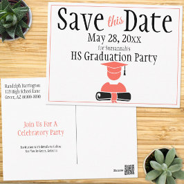 Abschluss Save the Date Minimalistisch Korallensch Postkarte