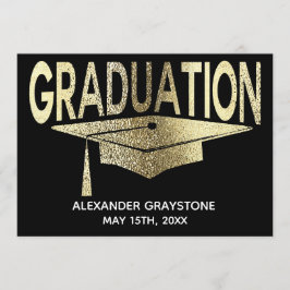 Abschluss Save the Date Moderne Imitate Gold Black Einladung