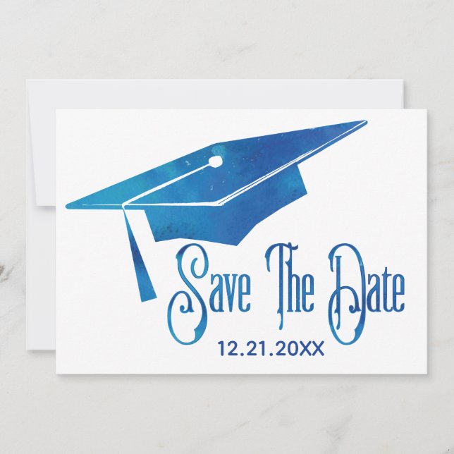 Abschluss Save the Date schlicht Moderner Blauer G (Vorderseite)