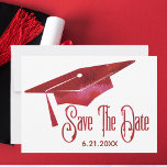 Abschluss Save the Date schlicht Moderner Grad<br><div class="desc">Schöne,  einfache moderne Abschluss Save the Date Karte zu senden an Familie und Freunde. Mit einem Graduierungsdeckel in rotem Aquarellbild. Wunderschöne moderne und einfache Karte zum rett eines Datums für einen Abschluss.</div>