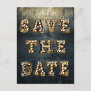 Abschluss-Save the Date Theater-Licht-Buchstaben Ankündigungspostkarte