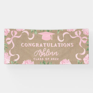 Abschluss-Schild, Kraftpapier Rosa Hydrangea Banner